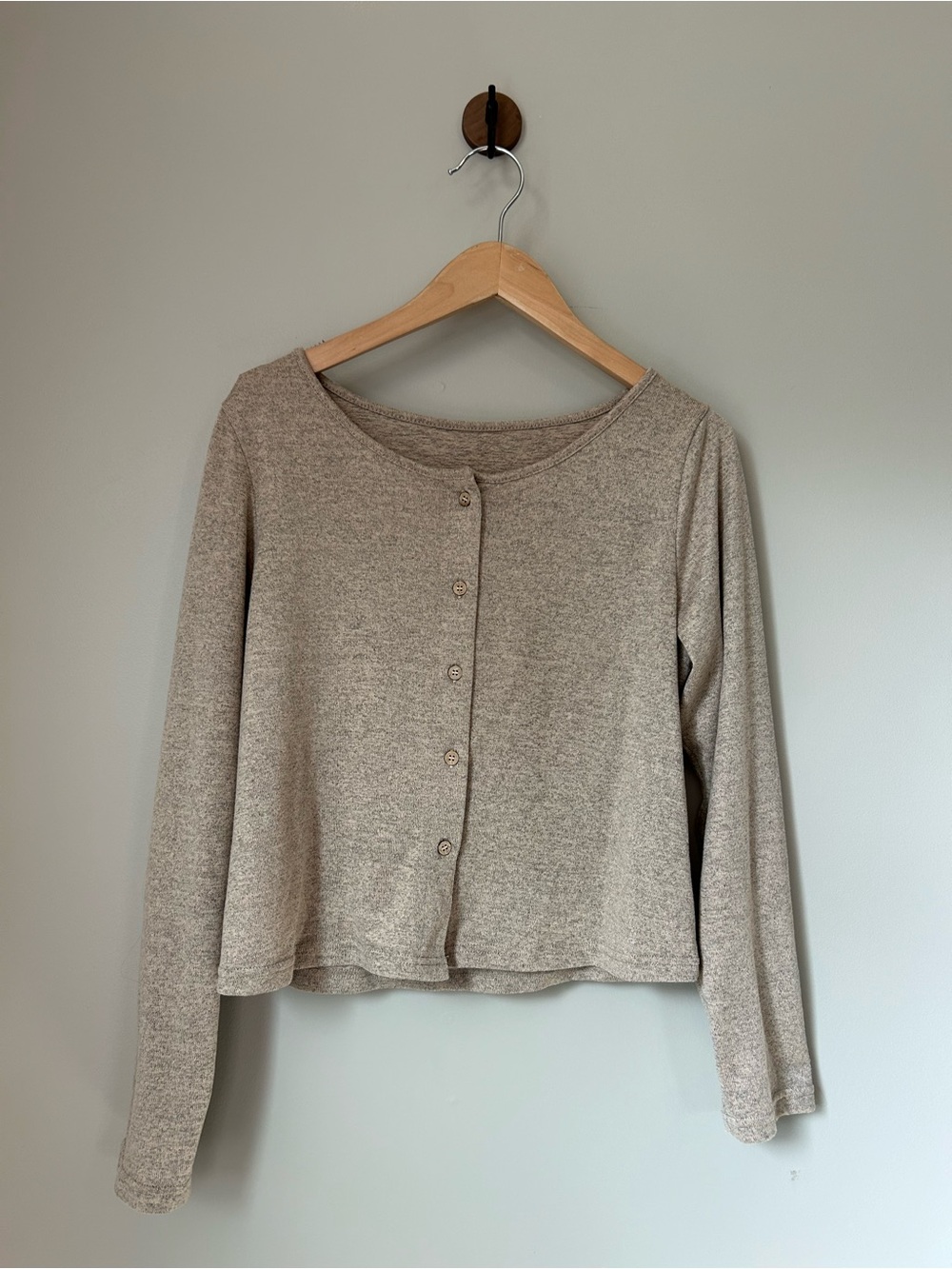 Soft Beige Button-Front Women's Top